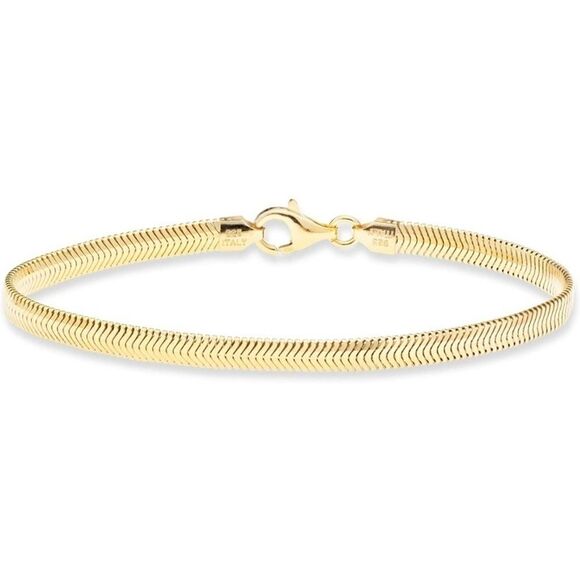 Gold over Sterling Herringbone chain Bracelet - Picture 4 of 10